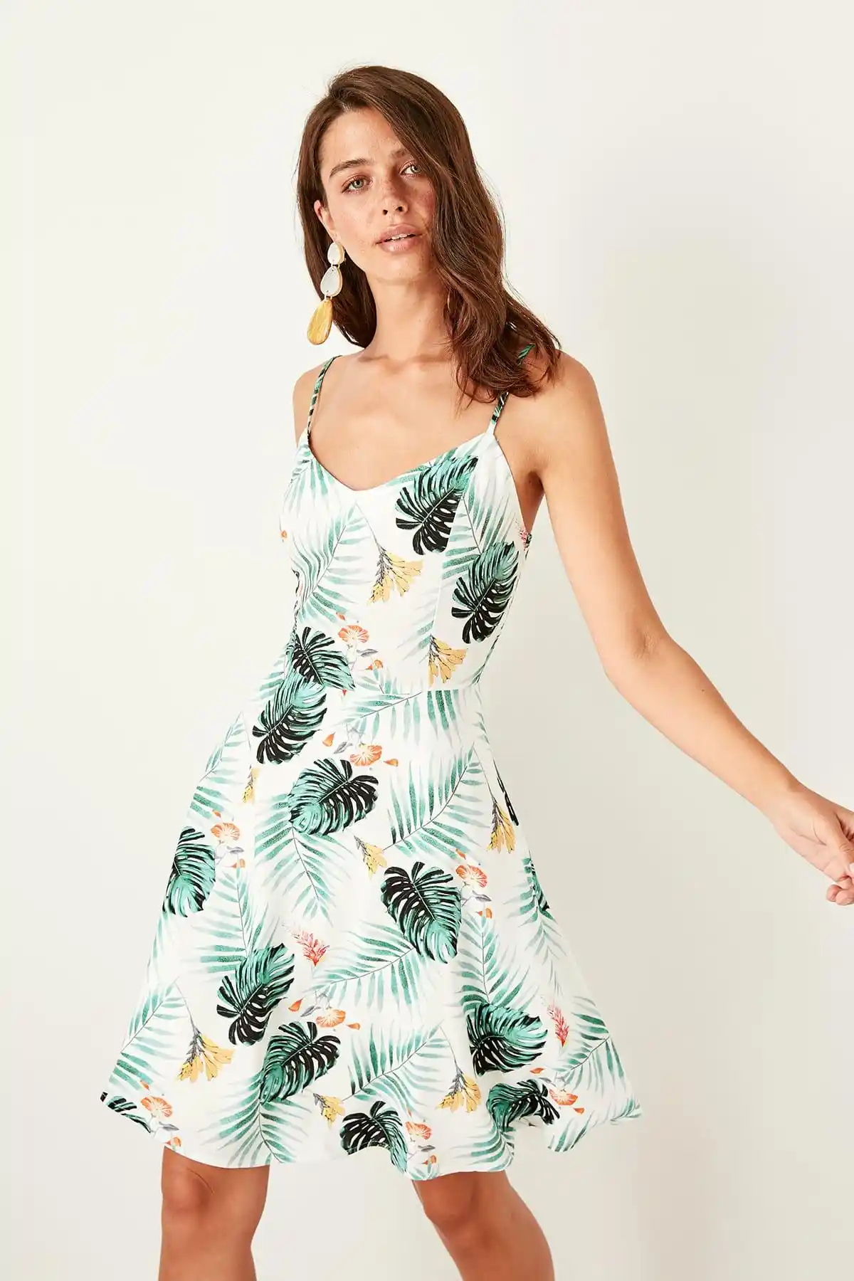 green patterned dress