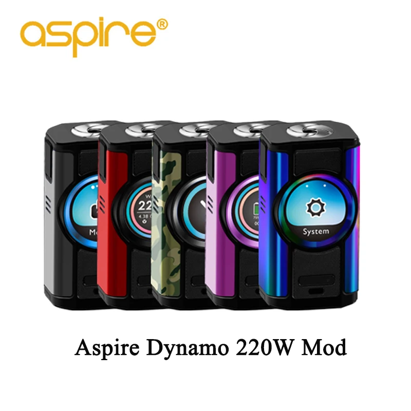 

Electronic Cigarette Aspire Dynamo 220W Vape Mod fit 510 thread Support VW VV Bypass CPS TC TCR Modes 2 inch TFT Screen box mod