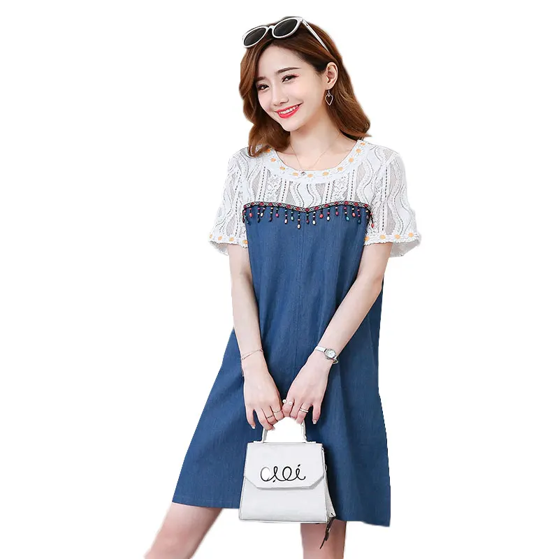2019 summer fashion o-neck embroidery flower loose pregnant women dress short sleeve maternity lace patchwork denim mini dress
2019 summer fashion o-neck embroidery flower loose pregnant women dress short sleeve maternity lace patchwork denim mini dress