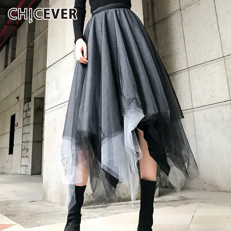 CHICEVER Autumn Winter Women's Mesh Skirts Female Elastic High Waist Hem Irregular Multi-layer Skirt For Women Fashion Tide
CHICEVER Autumn Winter Women's Mesh Skirts Female Elastic High Waist Hem Irregular Multi-layer Skirt For Women Fashion Tide
