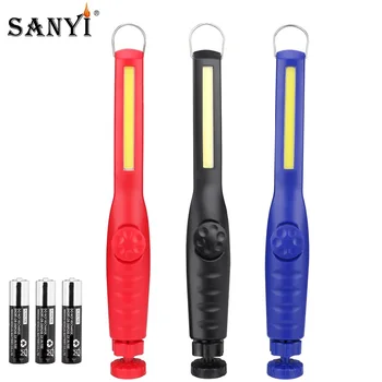 

Portable Working Flashlight Magnetic Torch COB LED Maintenance Penlight 360 Degree Rotation Inspection Light Camp Lantern AAA