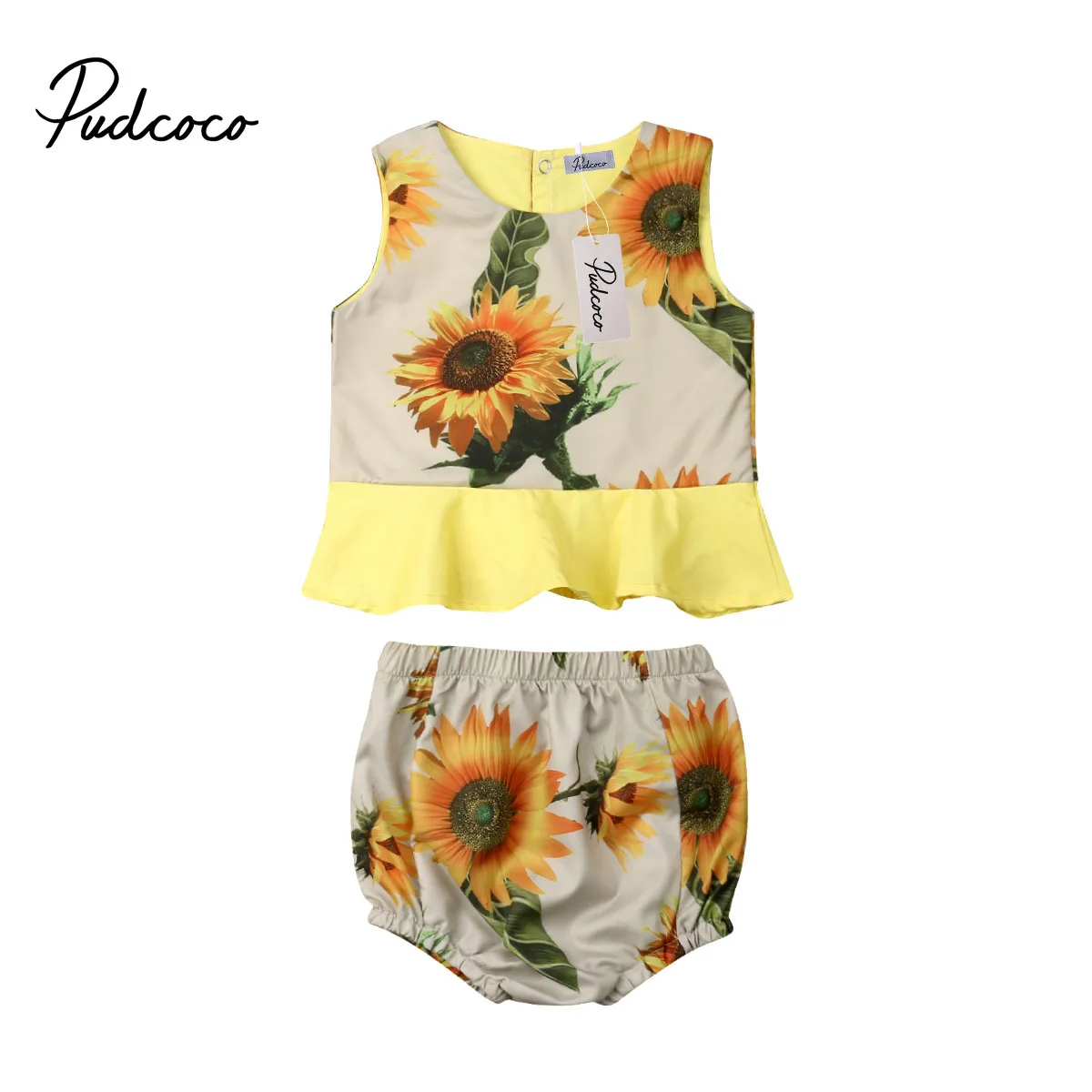 2PCS New Fashion Baby Girls Clothes Set 2019 Summer O-Neck Sunflower Ruffles T-shirt Tops+Floral Shorts Bloomers 0-18M
2PCS New Fashion Baby Girls Clothes Set 2019 Summer O-Neck Sunflower Ruffles T-shirt Tops+Floral Shorts Bloomers 0-18M