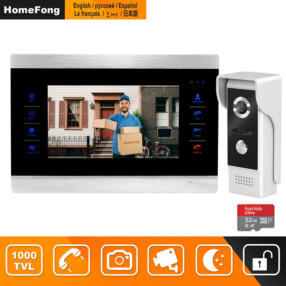 Homefong Video Door Phone Video Intercom Doorbell for Home wired 7 inch HD Monitor IR Night vision support unlock video doorbell
Homefong Video Door Phone Video Intercom Doorbell for Home wired 7 inch HD Monitor IR Night vision support unlock video doorbell