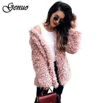 Winter Grey Wool Overcoat Warm Outerwear Women Pink Faux Fur Coat Turn Down Collar Long Sleeve Cardigan Female Outwear 
Winter Grey Wool Overcoat Warm Outerwear Women Pink Faux Fur Coat Turn Down Collar Long Sleeve Cardigan Female Outwear