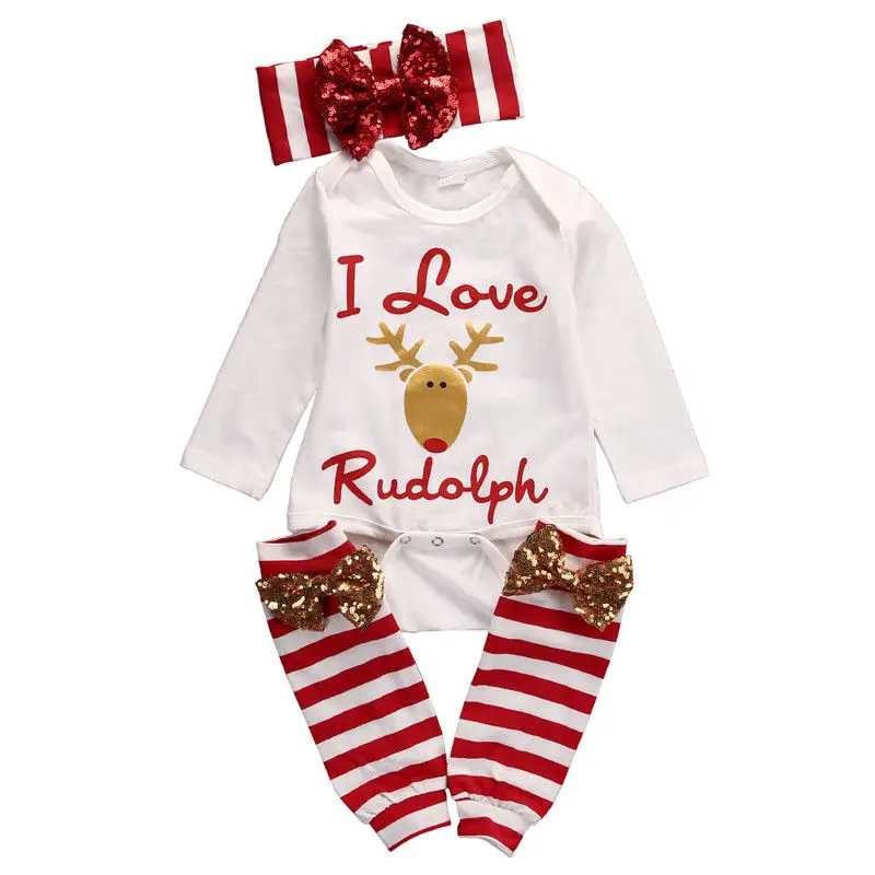 Christmas Newborn Baby Boy Girl Long Sleeve Deer Print Cotton Romper Striped Leg Warmer Headband 3PCS Xmas Clothes Set
Christmas Newborn Baby Boy Girl Long Sleeve Deer Print Cotton Romper Striped Leg Warmer Headband 3PCS Xmas Clothes Set
