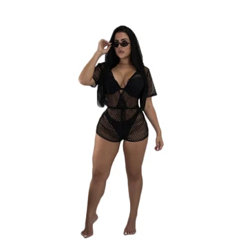 Hot sexy solid black beachwear Cover Ups 2018 newest summer short sleeve fishnet hollow out bandage bikini set bathing swimming
Hot sexy solid black beachwear Cover Ups 2018 newest summer short sleeve fishnet hollow out bandage bikini set bathing swimming