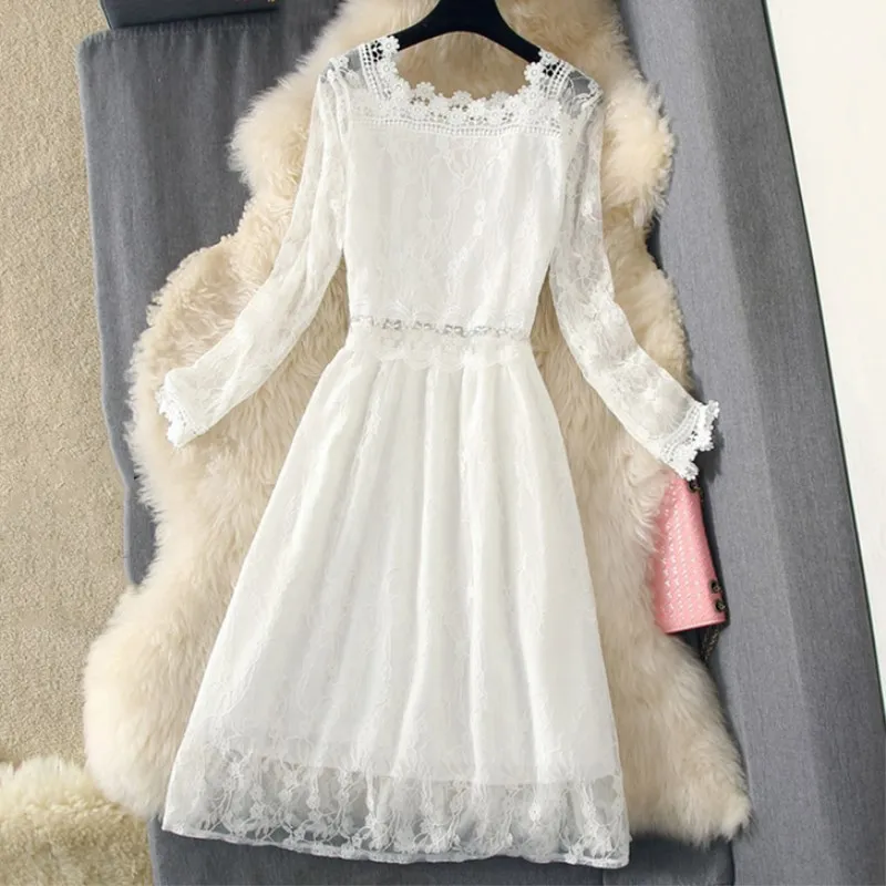 2019 Spring Elegant Women White Lace Square Collar Long Sleeve A-line Slim Party Dress Formal Office Lady Work dress Autumn
2019 Spring Elegant Women White Lace Square Collar Long Sleeve A-line Slim Party Dress Formal Office Lady Work dress Autumn
