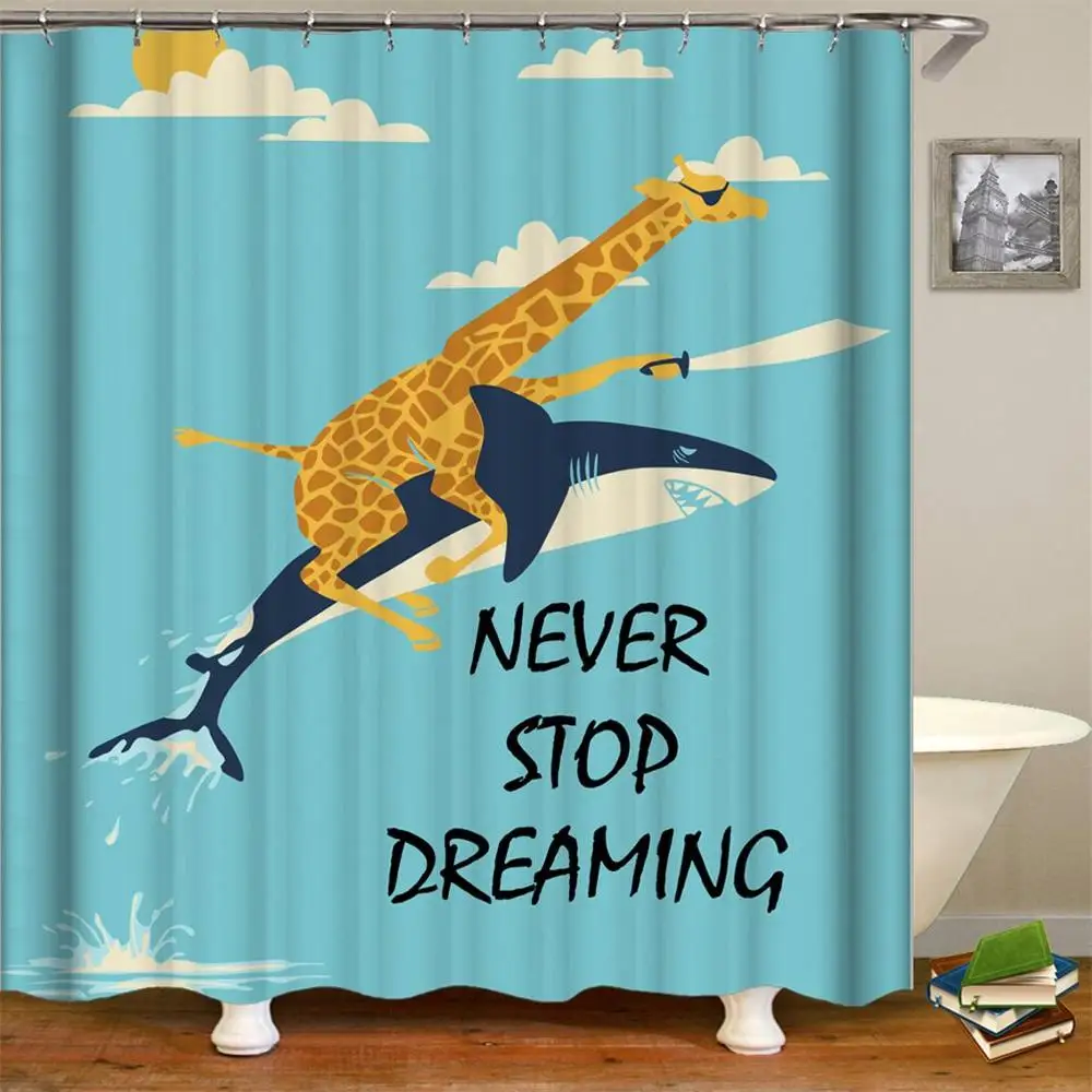Funny Shark With Giraffe Cat Dog Kitten Shower Curtain Pirate Theme Decor Bath Curtains
Funny Shark With Giraffe Cat Dog Kitten Shower Curtain Pirate Theme Decor Bath Curtains