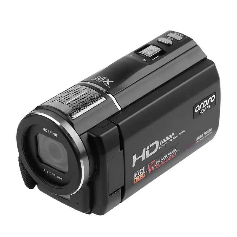 

Ordro HDV-F5 3 inch Touch Screen 24MP Digital Video Camera 1800mAh 16X Optical DV Mini Zoom Camcorder 1080P Full HD DV EU Plug