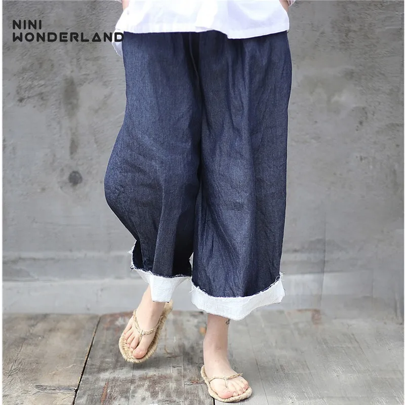NINI WONDERLAND 2019 Summer Loose Pants Women Elastic Waist Blue Cowboy Female Casual Straight Pants Vintage Large Size Trousers
NINI WONDERLAND 2019 Summer Loose Pants Women Elastic Waist Blue Cowboy Female Casual Straight Pants Vintage Large Size Trousers