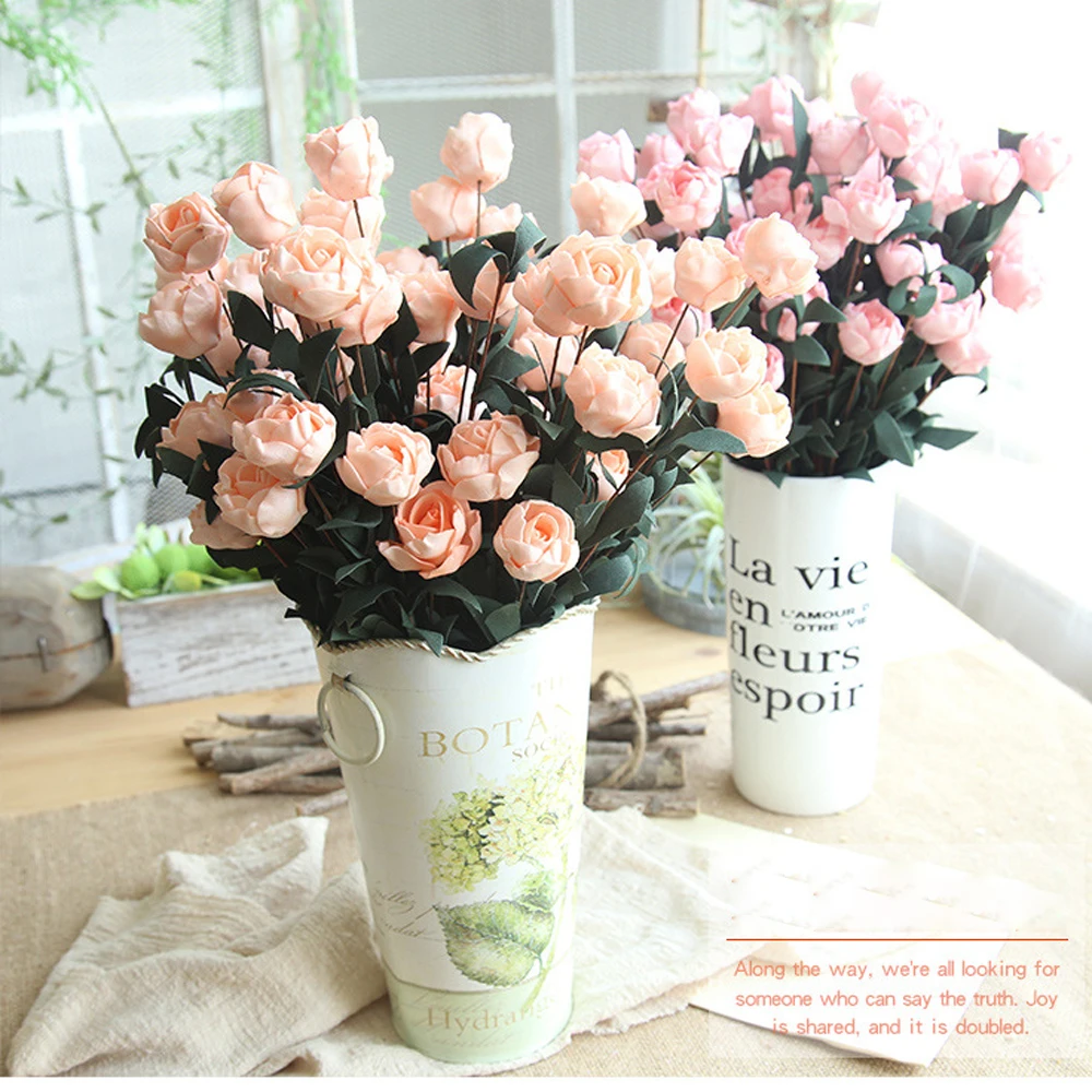 

6 Heads / Bouquet Rose Decor Artificial Flower Home Decor Imitation Fake Flower for Garden Plant Desk Decor Hand-Holding Flower