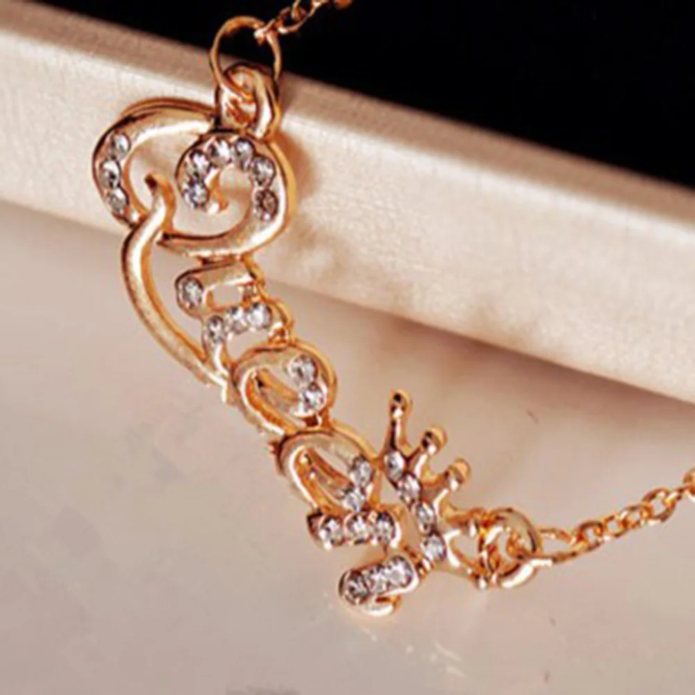 Роскошное ожерелье цепочка золотого цвета с Королевской короной кристаллами из