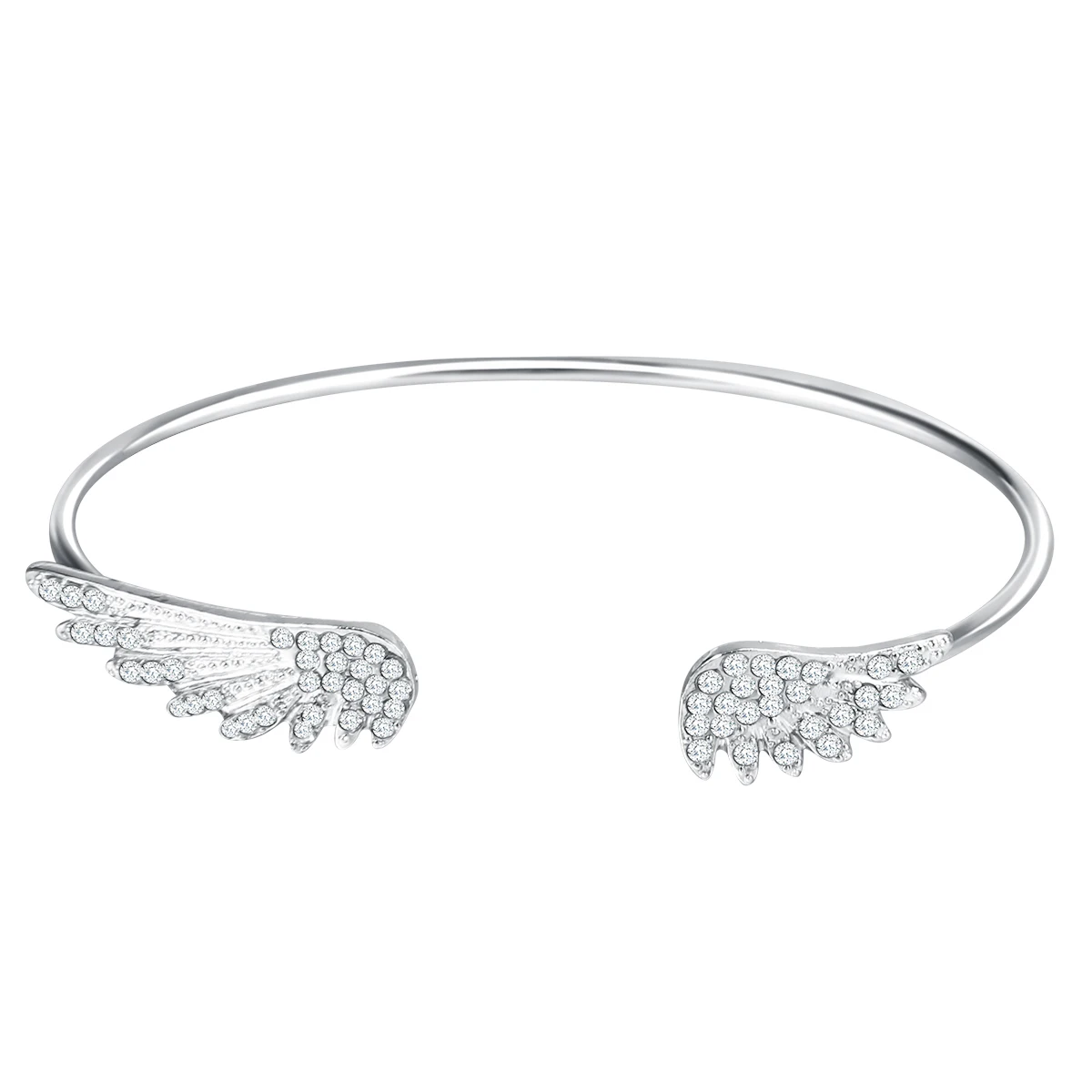 Fashion Shiny Crystal Rhinestone Bracelet Charming Silver Plated Angel Wing Open Bangle Elegant Jewelry Birthday Gifts For Women
Fashion Shiny Crystal Rhinestone Bracelet Charming Silver Plated Angel Wing Open Bangle Elegant Jewelry Birthday Gifts For Women