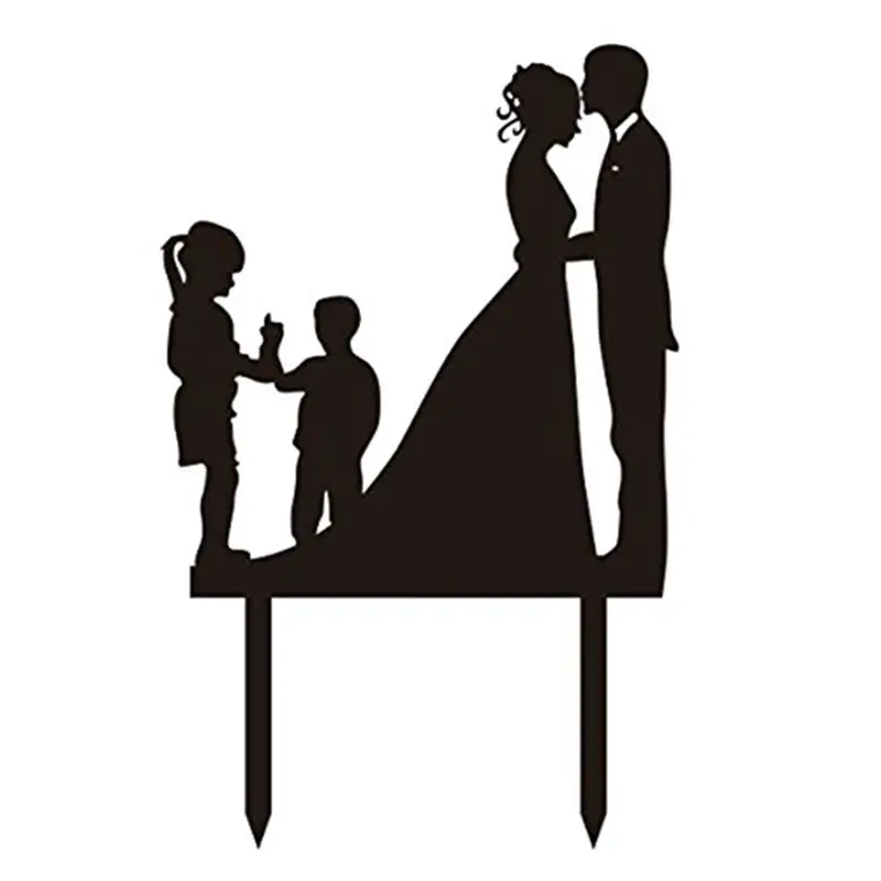 Wedding Anniversary silhouette Family Cake Topper couple with Girl and Boy (Black)
Wedding Anniversary silhouette Family Cake Topper couple with Girl and Boy (Black)
