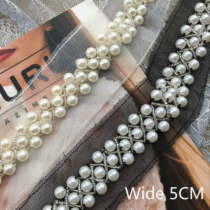 5CM Wide White Black Pearls Beads Mesh Lace 3D Embroidery Collar Applique Ribbon DIY Crafts Women Dress Headwear Sewing Supplies
5CM Wide White Black Pearls Beads Mesh Lace 3D Embroidery Collar Applique Ribbon DIY Crafts Women Dress Headwear Sewing Supplies