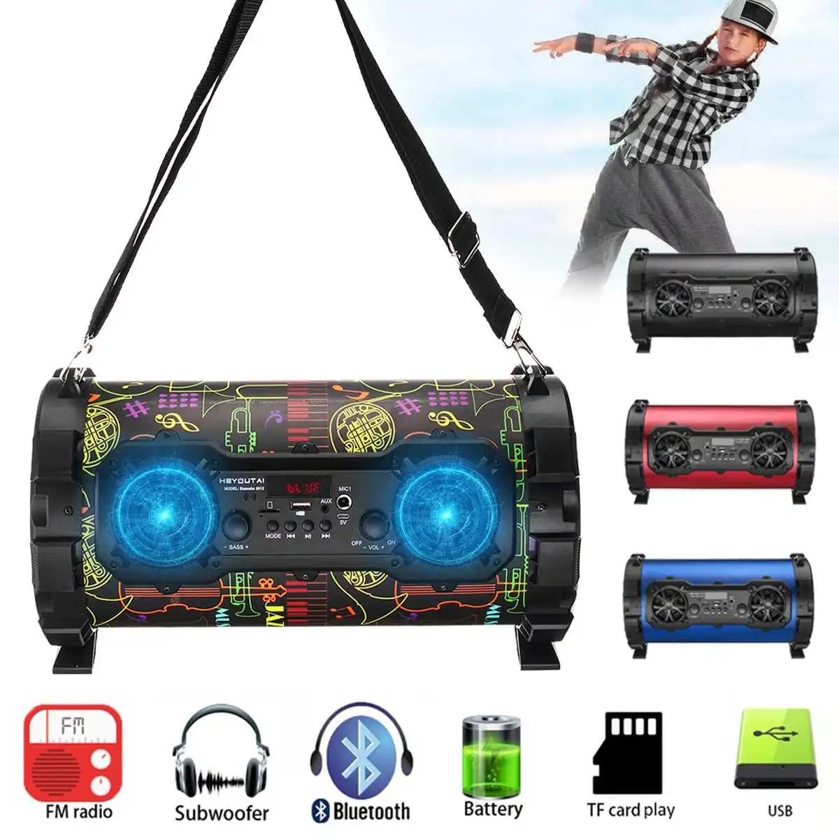 15W Wireless bluetooth Speaker Portable Loudspeaker Sound System AUX/USB/TF Card/Radio FM Outdoor Speaker Music Player
15W Wireless bluetooth Speaker Portable Loudspeaker Sound System AUX/USB/TF Card/Radio FM Outdoor Speaker Music Player