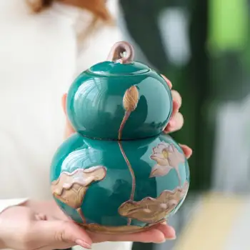 Vintage Gourd Type Tea Caddies Mini Ceramic Storage Boxes Tea Lotus Container Ceramic Organizer Home Teahouse Dining Tea Can
Vintage Gourd Type Tea Caddies Mini Ceramic Storage Boxes Tea Lotus Container Ceramic Organizer Home Teahouse Dining Tea Can