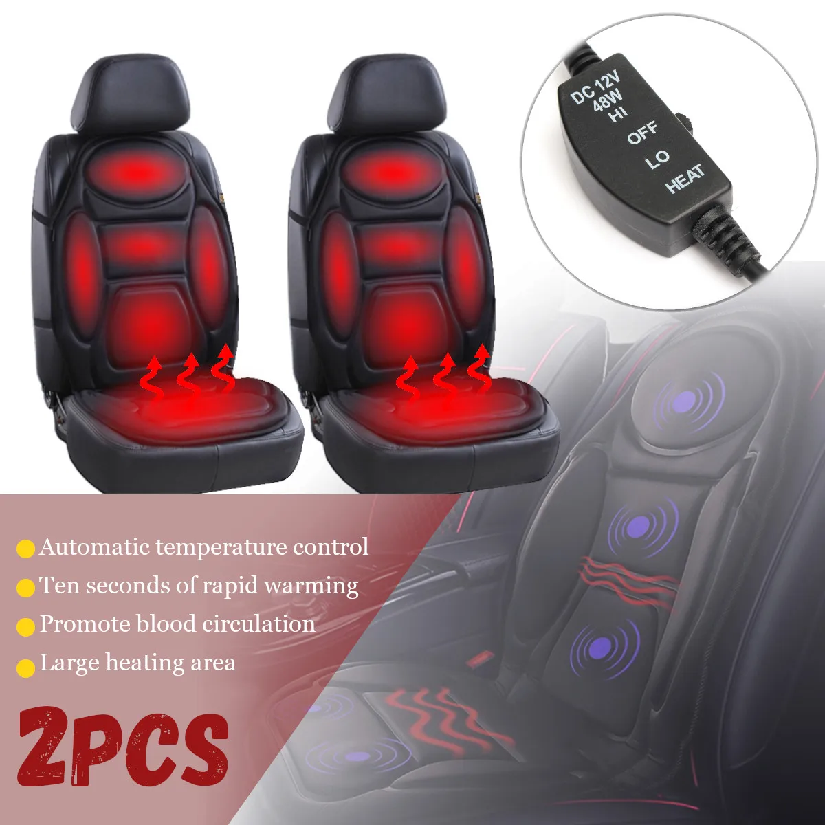 2Pcs Universal 12V Electric Heated Car Front Seat Cover Padded Thermal Cushion Winter Household
2Pcs Universal 12V Electric Heated Car Front Seat Cover Padded Thermal Cushion Winter Household