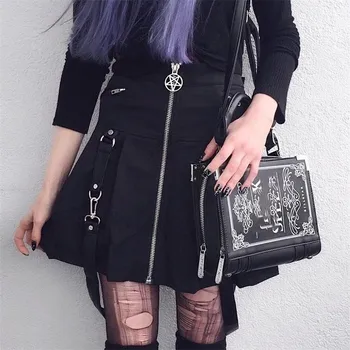 Black Halloween Gothic Pleated Skirts Women Spring Zipper High Waist Mini Skirt Solid A Line Strap Sexy Skirts
Black Halloween Gothic Pleated Skirts Women Spring Zipper High Waist Mini Skirt Solid A Line Strap Sexy Skirts