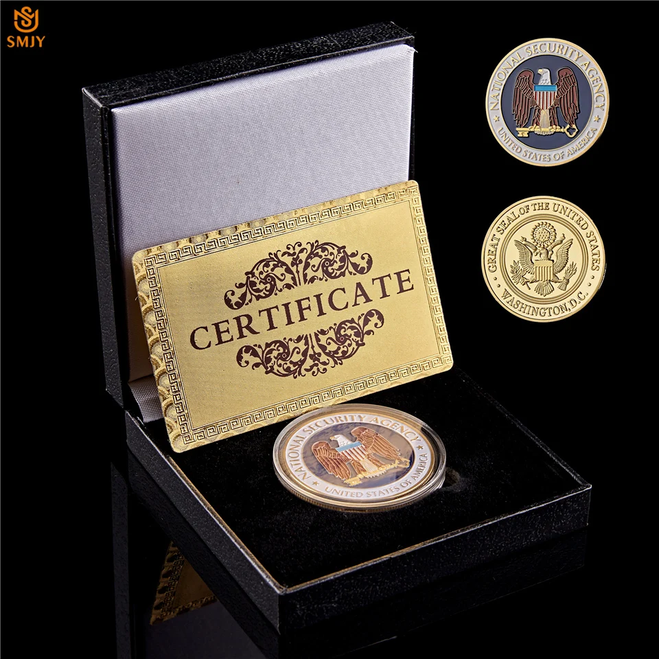 America Nation Security Agency USA Washington.D.C Rare Gold Plated Military Challenge Commemorative Coin W/Luxury Black Box
America Nation Security Agency USA Washington.D.C Rare Gold Plated Military Challenge Commemorative Coin W/Luxury Black Box