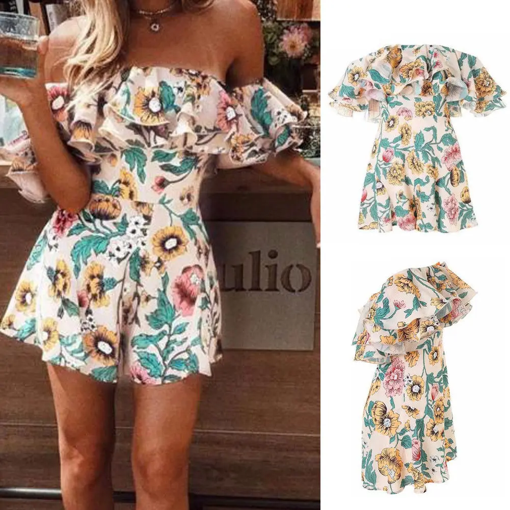Boho Floral Print Ruffles Playsuits Women Elegant Autumn White Off Shoulder Jumpsuits Rompers Sexy Beach Girl Short Overalls
Boho Floral Print Ruffles Playsuits Women Elegant Autumn White Off Shoulder Jumpsuits Rompers Sexy Beach Girl Short Overalls