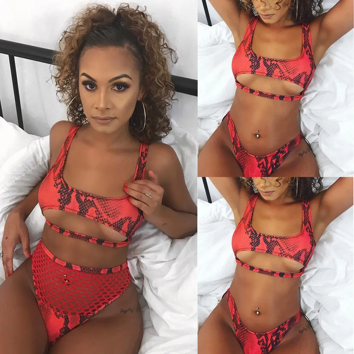 Women Summer Sexy Swimsuit Push Up snakeskin high waist Bikini Set hollow out Swimwear Bandage swim Bathing Suit beachwear
Women Summer Sexy Swimsuit Push Up snakeskin high waist Bikini Set hollow out Swimwear Bandage swim Bathing Suit beachwear