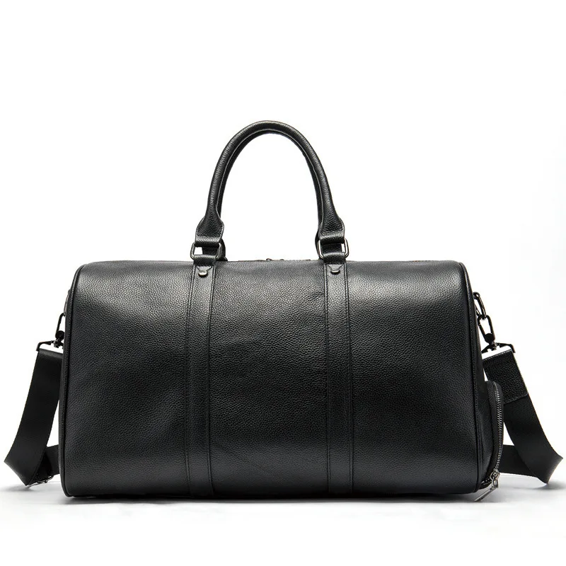 

Brand Fashion Extra Large Weekend Duffel Bag Big Genuine Leather Business Men's Travel Bag Popular Design Duffle Handbag Black