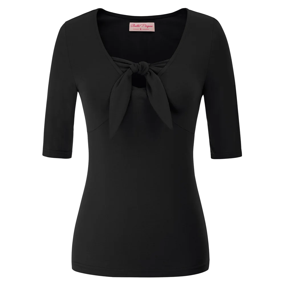 Vintage Retro Women's 1/2 Sleeve V-Neck Tie Details Cotton Tops ladies t-shirt soft stretch women clothing camiseta feminina
Vintage Retro Women's 1/2 Sleeve V-Neck Tie Details Cotton Tops ladies t-shirt soft stretch women clothing camiseta feminina