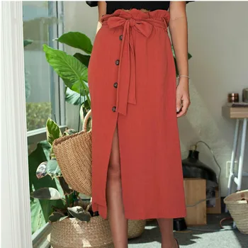 Fashion Women Summer New Midi Skirt Lady High Waist Front Slit Button Bandage Skirts
Fashion Women Summer New Midi Skirt Lady High Waist Front Slit Button Bandage Skirts
