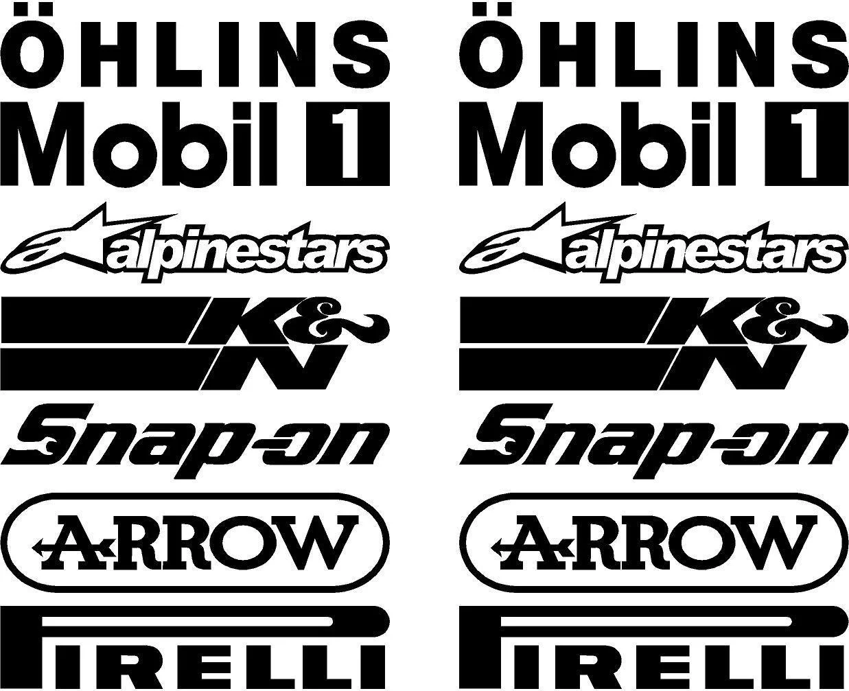Moto stickers 14pcs Belly Pan sticker Fairing Sponsor Logos In Other Colours Available 20cm Each
Moto stickers 14pcs Belly Pan sticker Fairing Sponsor Logos In Other Colours Available 20cm Each