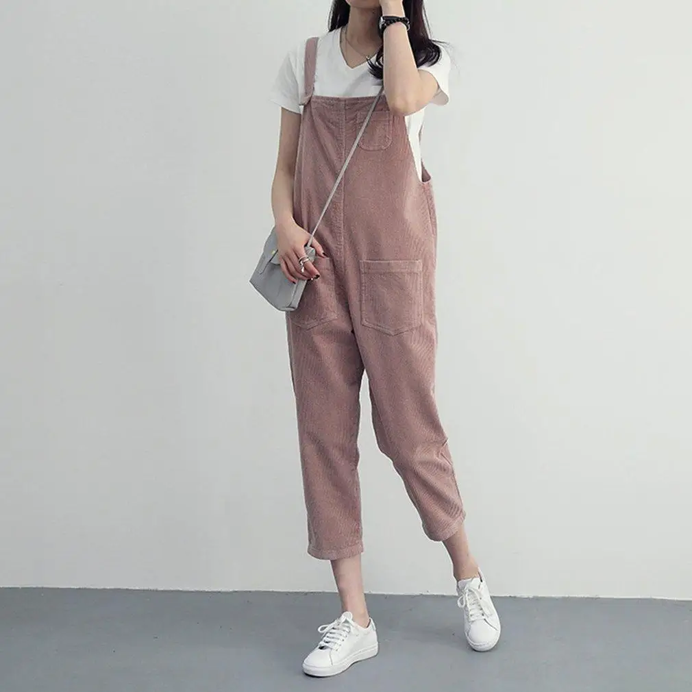 Womens Corduroy Jumpsuits Overalls Pants Suspender Romper Trousers Crimping Suspender Trousers Casual Lady Eighth Pants Women
Womens Corduroy Jumpsuits Overalls Pants Suspender Romper Trousers Crimping Suspender Trousers Casual Lady Eighth Pants Women