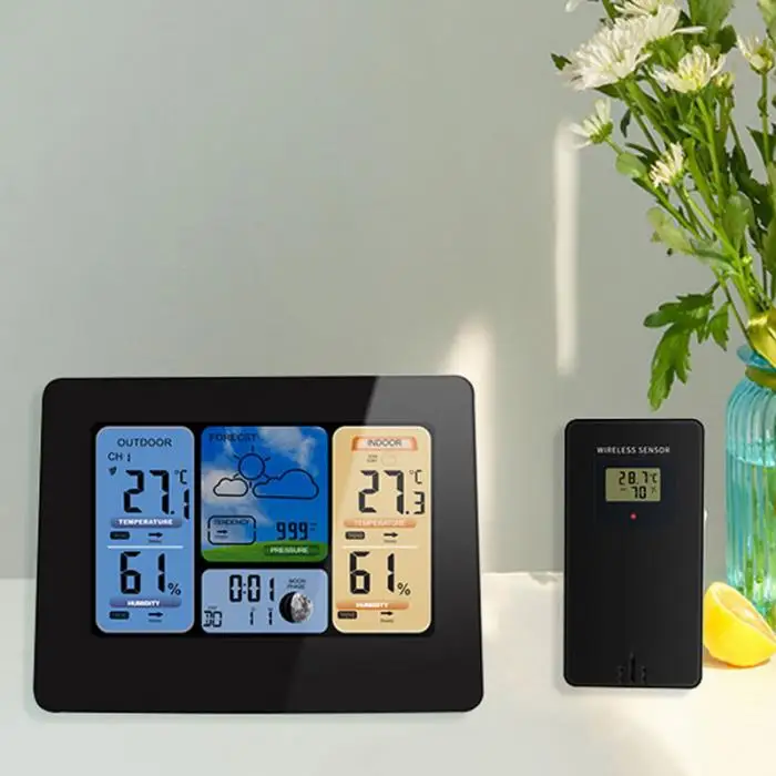 Color Weather Station Forecaster with Temperature Humidity WIFI APP Smart Weather Station FBE3
Color Weather Station Forecaster with Temperature Humidity WIFI APP Smart Weather Station FBE3