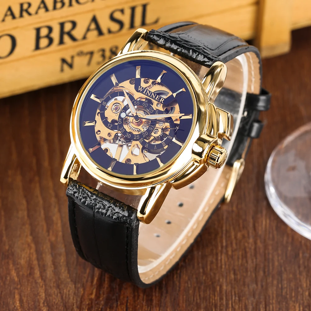 Men Mechanical Wristwatch Skeleton Watch Black Genuine Leather Band Men's Watches Hand Winding Reloj Masculino
Men Mechanical Wristwatch Skeleton Watch Black Genuine Leather Band Men's Watches Hand Winding Reloj Masculino