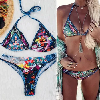 2019 Women Micro G-String Bikini Set bandeau Bra Thong Swimwear Sexy Push up Bathing Suit Print Swim suit
2019 Women Micro G-String Bikini Set bandeau Bra Thong Swimwear Sexy Push up Bathing Suit Print Swim suit