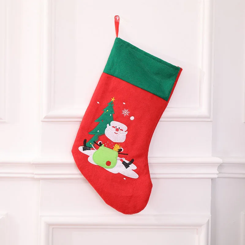 Фото 10 шт./лот красный Санта Клаус рождественские носки чулки мешок - купить