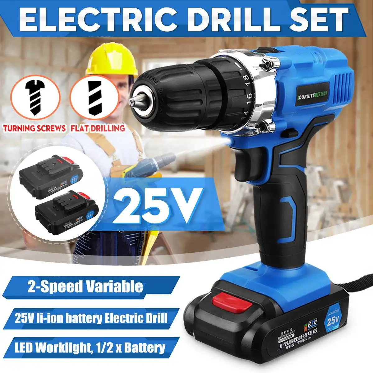 3/8'' 25V Max Electric Screwdriver Cordless Drill Mini Wireless Power Driver DC Lithium-Ion Battery
3/8'' 25V Max Electric Screwdriver Cordless Drill Mini Wireless Power Driver DC Lithium-Ion Battery