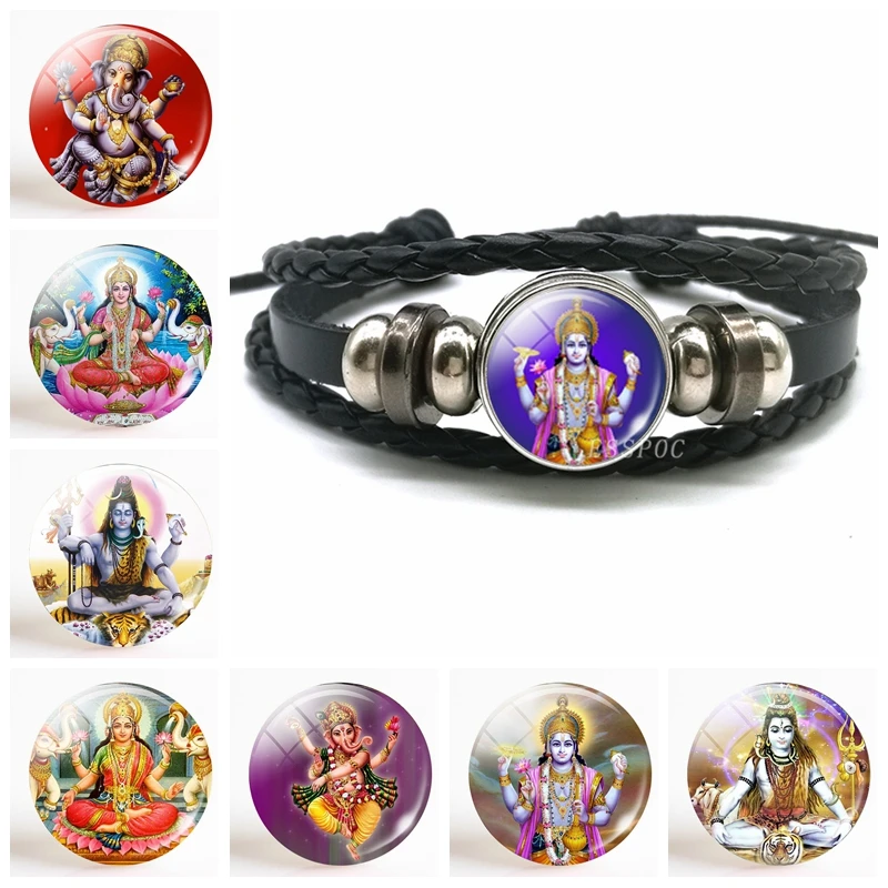 Lakshmi Goddess Button Leather Bracelet Jewelry Lakshmi Hinduism Amulet Charm Luminous Glass Cabochon Pendant for Him or Her
Lakshmi Goddess Button Leather Bracelet Jewelry Lakshmi Hinduism Amulet Charm Luminous Glass Cabochon Pendant for Him or Her