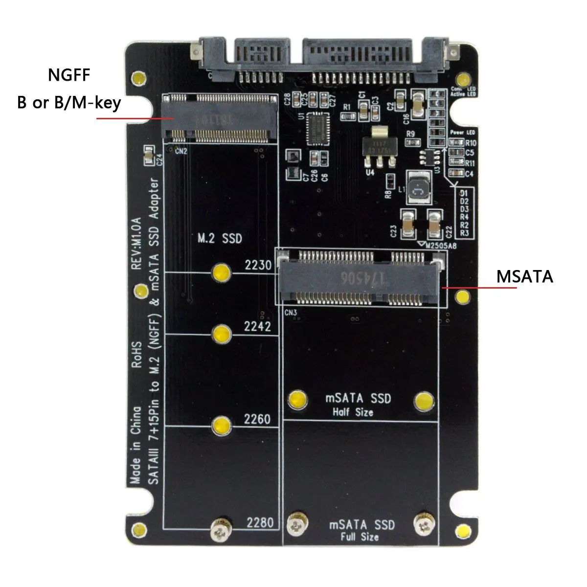 Xiwai Combo M.2 NGFF B-key & mSATA SSD to SATA 3.0 Adapter Converter Case Enclosure for B-key or B/M-key NGFF SSD
Xiwai Combo M.2 NGFF B-key & mSATA SSD to SATA 3.0 Adapter Converter Case Enclosure for B-key or B/M-key NGFF SSD