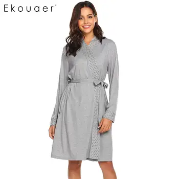 Ekouaer Kimono Robe Sleepwear Women Bathrobes Casual Solid Long Sleeve Nightwear Spa Robes Dressing Gown Female Cozy Nightwear
Ekouaer Kimono Robe Sleepwear Women Bathrobes Casual Solid Long Sleeve Nightwear Spa Robes Dressing Gown Female Cozy Nightwear