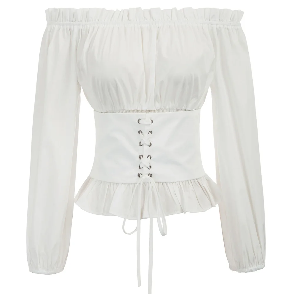 Vintage Women Renaissance Gothic Off-the-Shoulder Corset Style Tops medieval Retro slim fit high waist blouse blusas mujer 2018
Vintage Women Renaissance Gothic Off-the-Shoulder Corset Style Tops medieval Retro slim fit high waist blouse blusas mujer 2018