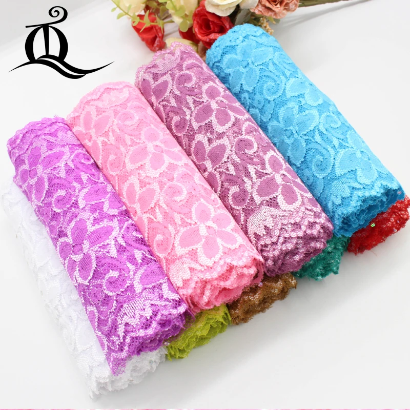 

18cm width 12 mix color flowers Springy Lace Fabric Trim Ribbon Garment Accessories for wedding decoration 5 yard/lot DIY 872