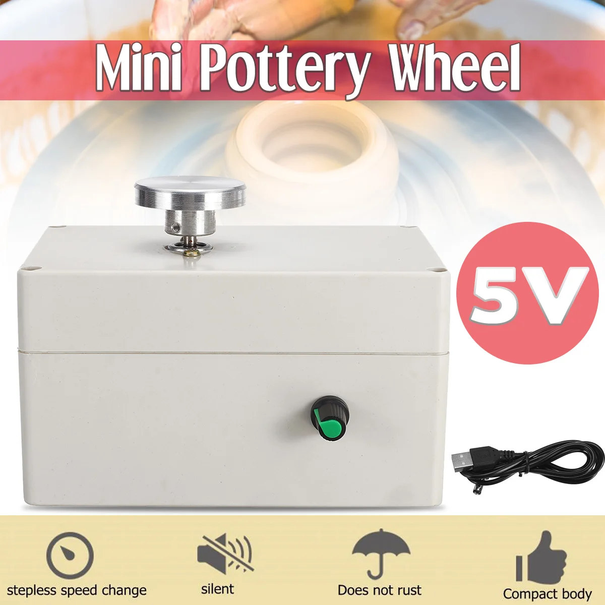 5V Mini Pottery Wheel Electric USB Ceramic Machine For Clay Art Work Crafts DIY Manual Control Speed Stepless Carried Smooth
5V Mini Pottery Wheel Electric USB Ceramic Machine For Clay Art Work Crafts DIY Manual Control Speed Stepless Carried Smooth