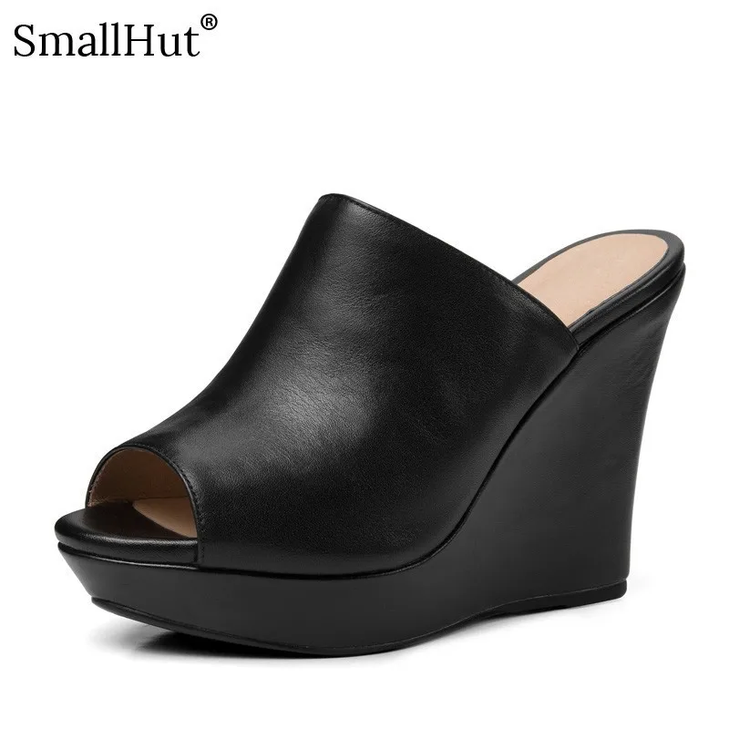 Wedges High Heel Slippers Leather Summer Sexy Peep Toe High Heels Woman Platform Slides Fashion Ladies White Black Shoes D048
Wedges High Heel Slippers Leather Summer Sexy Peep Toe High Heels Woman Platform Slides Fashion Ladies White Black Shoes D048