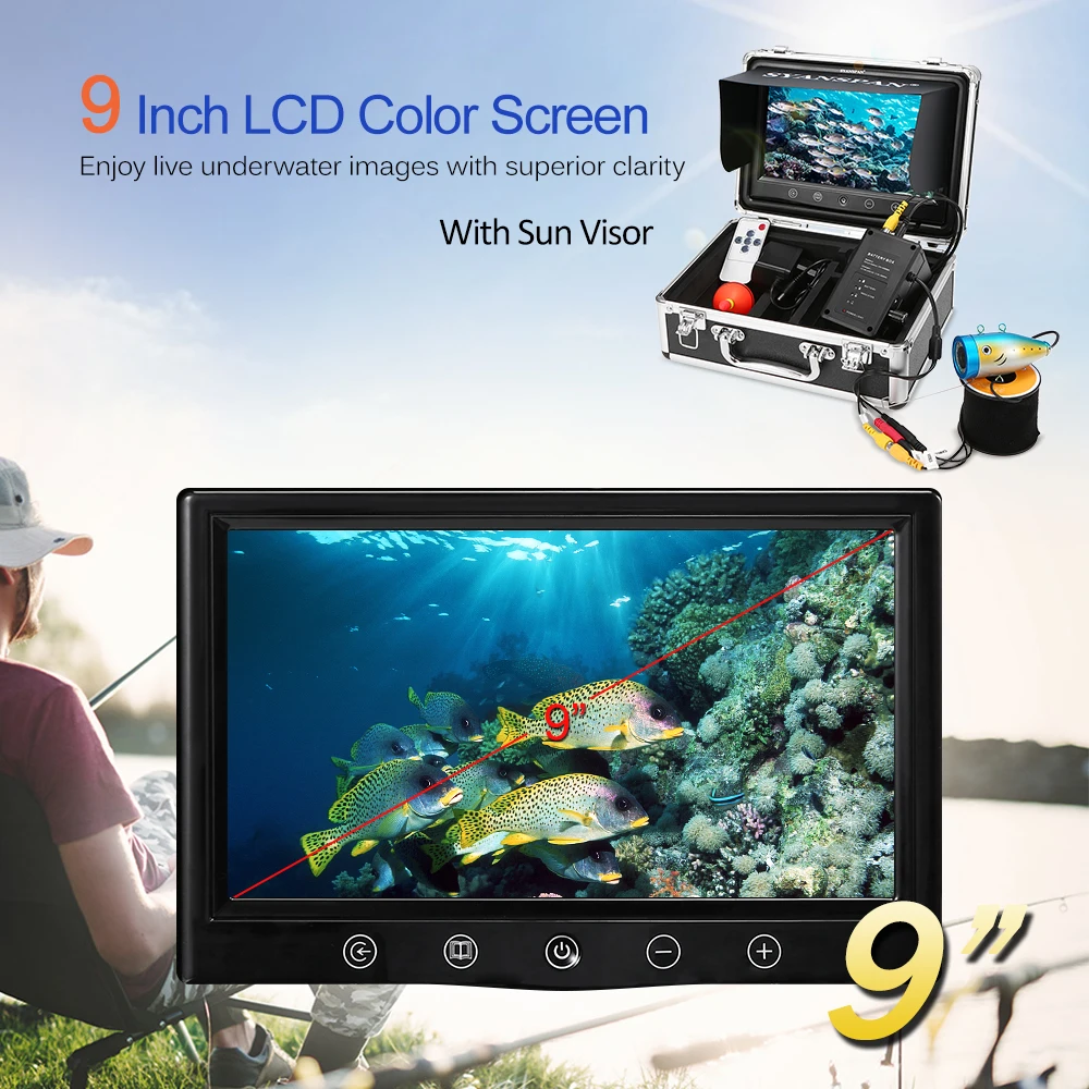 9" Inch 30M 1000TVL Ice Fish Finder Underwater Fishing Camera 24PCS Portable Large Waterproof LCD Monitor Kit Infrared IR LEDs
9" Inch 30M 1000TVL Ice Fish Finder Underwater Fishing Camera 24PCS Portable Large Waterproof LCD Monitor Kit Infrared IR LEDs