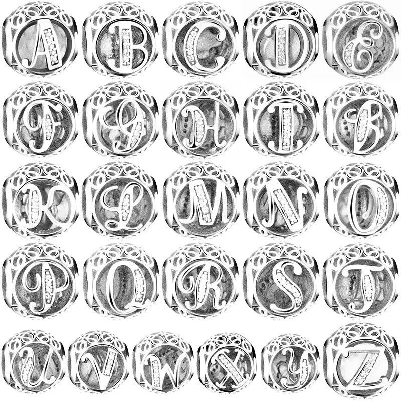 S925 Silver A to Z Clear CZ 26 Letter Alphabe Charms Bead Fit Sterling Silver Original Pandora Bracelets Bangles Christmas Gift
S925 Silver A to Z Clear CZ 26 Letter Alphabe Charms Bead Fit Sterling Silver Original Pandora Bracelets Bangles Christmas Gift