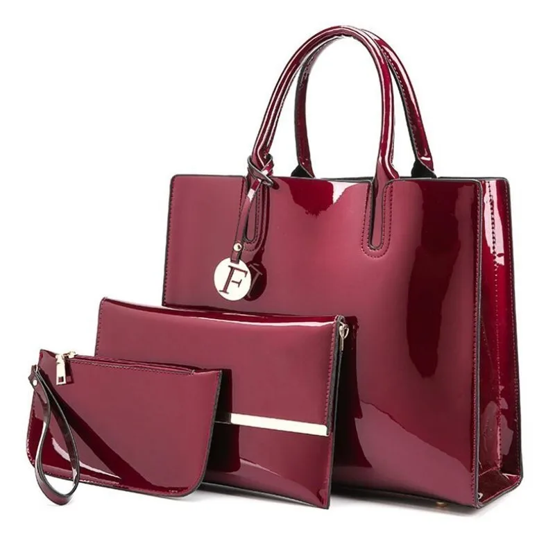 3 Sets High Quality Patent Leather Women Handbags Luxury Brands Tote Bag+Ladies Shoulder Messenger crossbody bag+Clutch Feminina 
3 Sets High Quality Patent Leather Women Handbags Luxury Brands Tote Bag+Ladies Shoulder Messenger crossbody bag+Clutch Feminina
