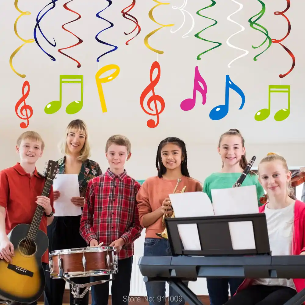 30pcs Set Pvc Music Theme Decorations Musical Note Cards Hanging