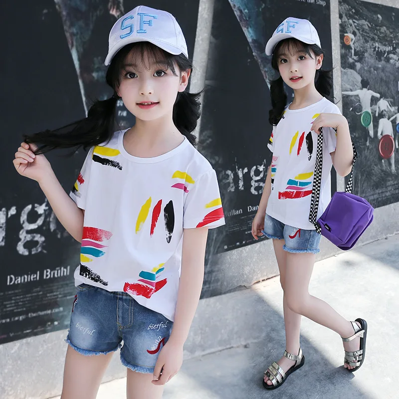 Children's clothing fashion contrast color graffiti girl T-shirt 2019 summer new fashion short-sleeved round neck baby clothes
Children's clothing fashion contrast color graffiti girl T-shirt 2019 summer new fashion short-sleeved round neck baby clothes