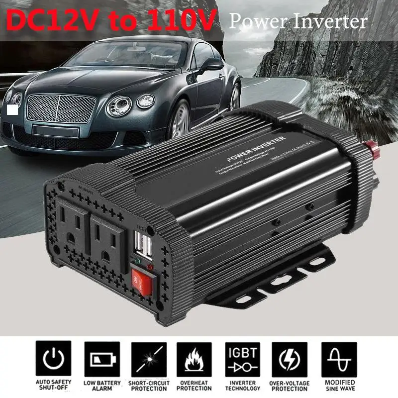 Solar Power Inverter 1200W 12V DC To 110V AC Modified Sine Wave Converter Charger Converter Steady Durable Vehicle Power Supply
Solar Power Inverter 1200W 12V DC To 110V AC Modified Sine Wave Converter Charger Converter Steady Durable Vehicle Power Supply