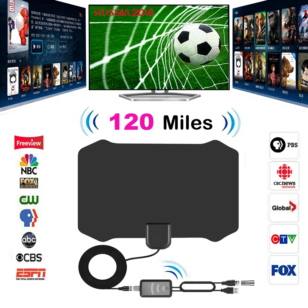 120 Miles Digital HDTV Indoor TV Antenna with Amplifier Signal Booster TV Radius Surf Fox Antena HD TV Antennas Aerial TOP
120 Miles Digital HDTV Indoor TV Antenna with Amplifier Signal Booster TV Radius Surf Fox Antena HD TV Antennas Aerial TOP